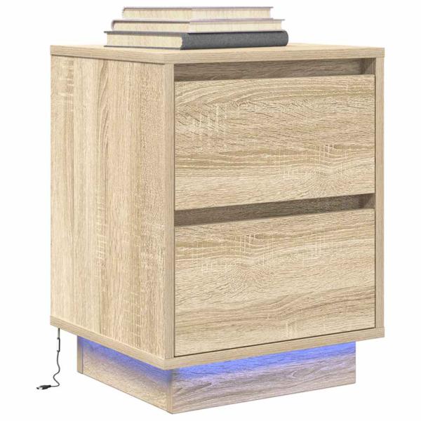Nachttische mit LED-Leuchten 2 Stk. Sonoma-Eiche 38x34x50 cm