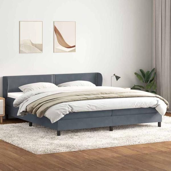 ARDEBO.de - Boxspringbett mit Matratzen Dunkelgrau 180x210 cm Samt