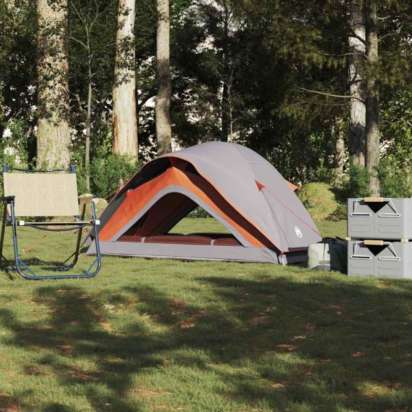ARDEBO.de - Campingzelt 1 Person Grau und Orange Wasserfest
