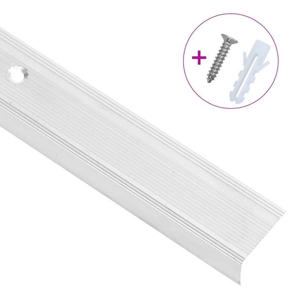 Treppenkantenprofile in L-Form 15 Stk. Aluminium 100 cm Silbern