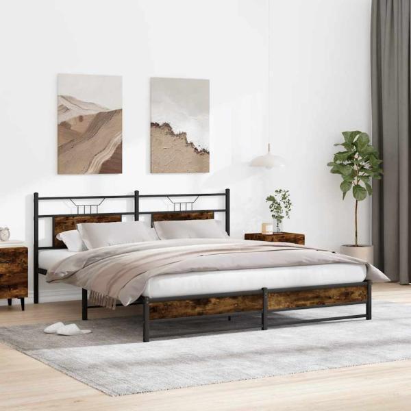 Bettgestell ohne Matratze Räuchereiche 160x200 cm Holzwerkstoff