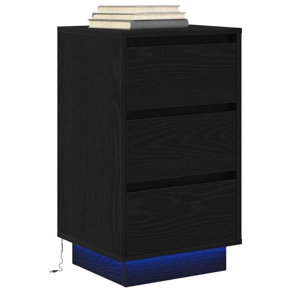 Nachttisch mit LED-Leuchten Schwarz 38x34x65 cm