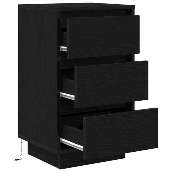 Nachttisch mit LED-Leuchten Schwarz 38x34x65 cm