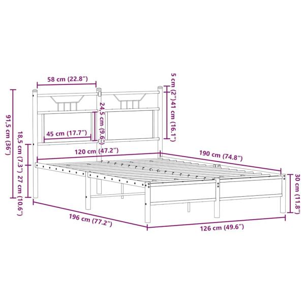 Bettgestell ohne Matratze Räuchereiche 120x190 cm Holzwerkstoff
