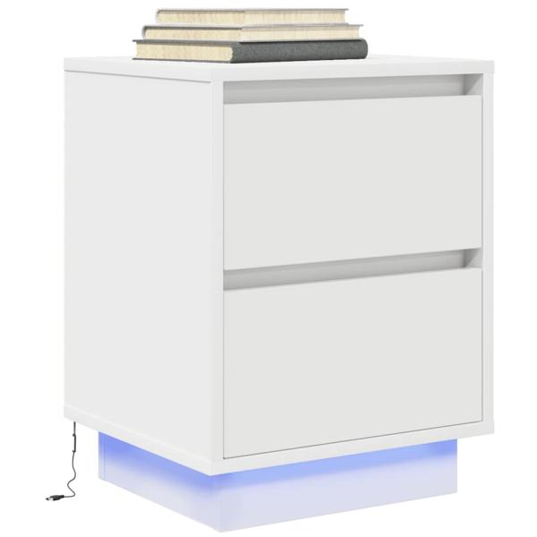 Nachttische mit LED-Leuchten 2 Stk. Weiß 38x34x50 cm