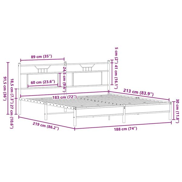 Bettgestell ohne Matratze Räuchereiche 183x213 cm Holzwerkstoff