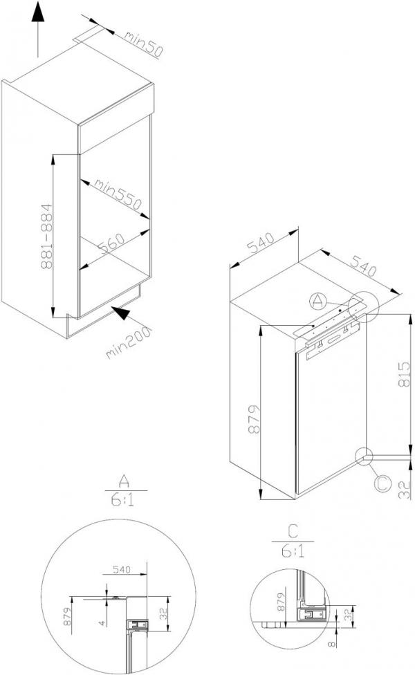 Amica EGS 16183-1 Einbau-Gefrierschrank, Nischenhöhe: 88 cm, 100 L, Festtür-Technik, elektronische Steuerung, Tür-Offen-Alarm, Supergefrierfunktion, Inverter Kompressor, weiß (1195107)