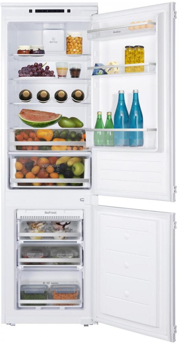 Amica EKGCS 387 931 Einbau-Kühl-/Gefrierkombination, Nischenhöhe: 178 cm, 246 L, Schlepptür-Technik, elektronische Steuerung, Tür-Offen-Alarm, Inverter Kompressor, weiß (1195081)