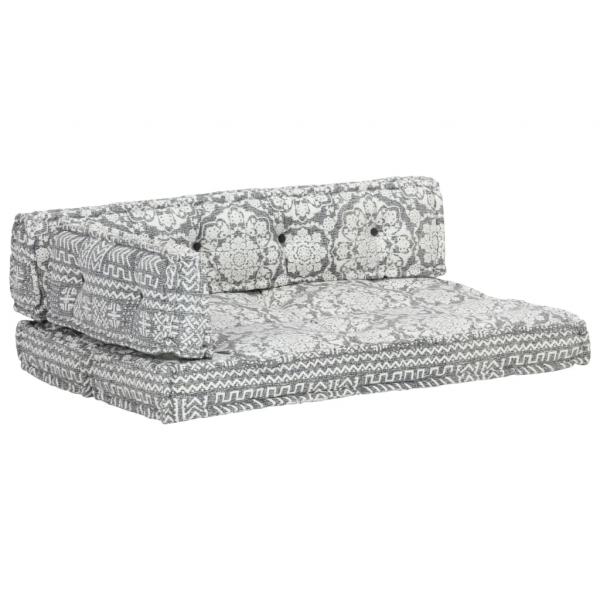 Palettensofa-Auflage Hellgrau Stoff Patchwork