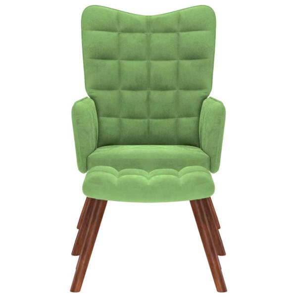 Relaxsessel mit Hocker Hellgrün Samt