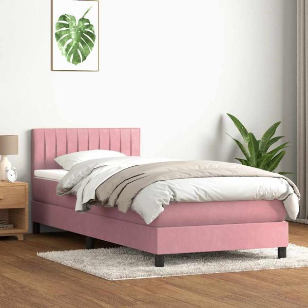 Boxspringbett mit Matratze Rosa 90x210 cm Samt