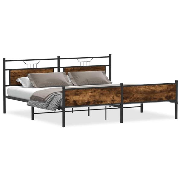 Metallbett ohne Matratze Räuchereiche 200x200 cm