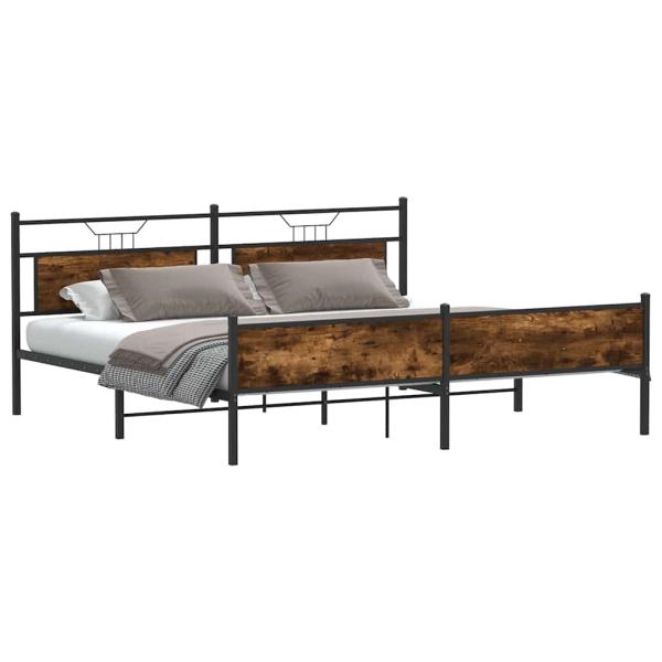 Metallbett ohne Matratze Räuchereiche 200x200 cm