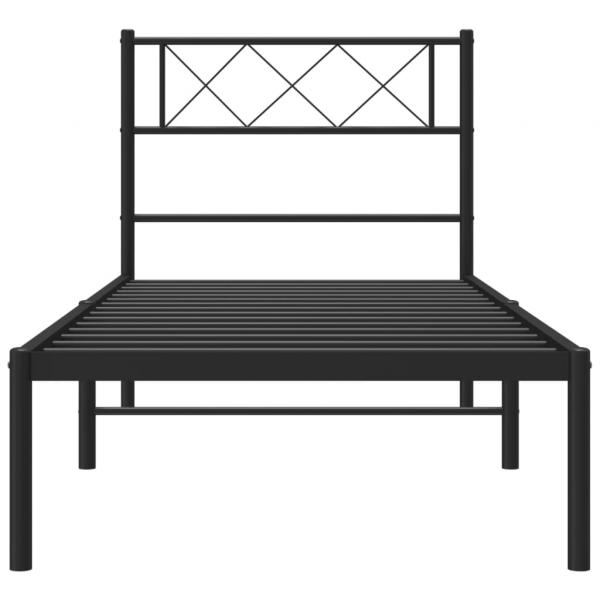 Bettgestell mit Kopfteil Metall Schwarz 75x190 cm