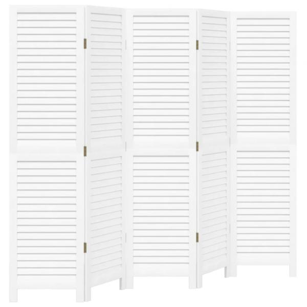 5-tlg. Raumteiler Weiß Massivholz Paulownia