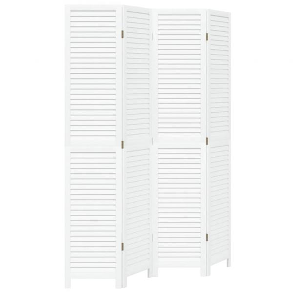 4-tlg. Raumteiler Weiß Massivholz Paulownia