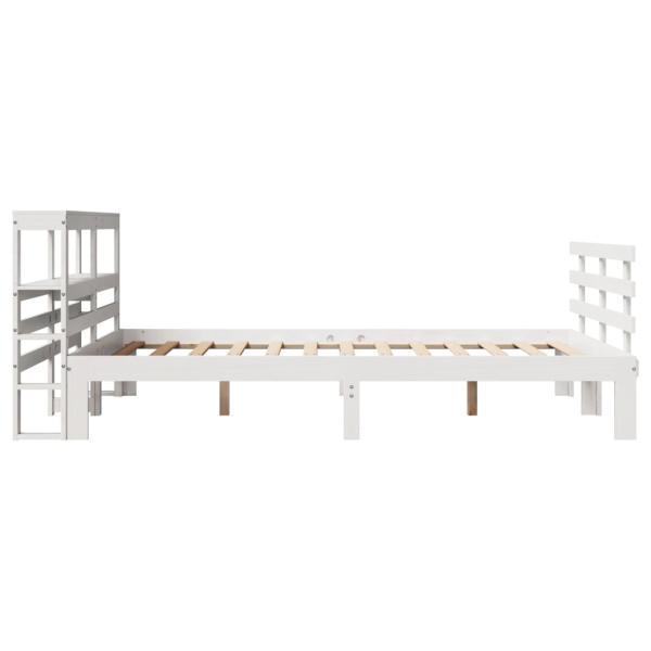 Bettgestell mit Kopfteil ohne Matratze Weiß 135x190 cm