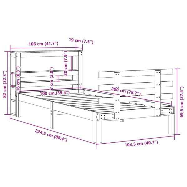 Bettgestell mit Kopfteil ohne Matratze 100x200 cm