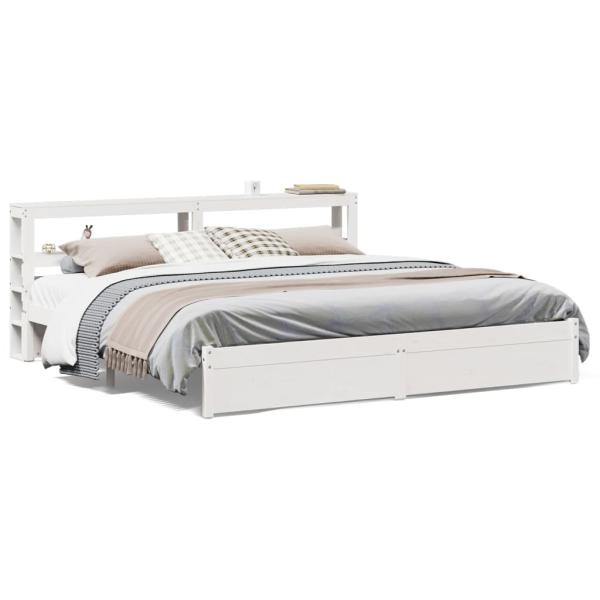 Bettgestell mit Kopfteil ohne Matratze Weiß 200x200 cm