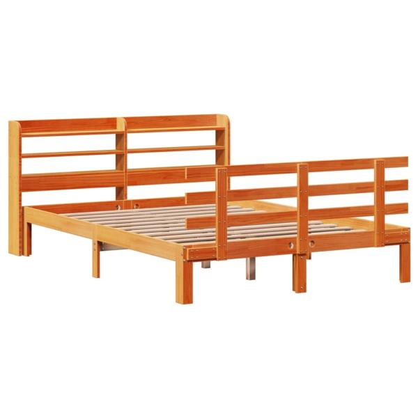 Bettgestell mit Kopfteil ohne Matratze Wachsbraun 120x190 cm