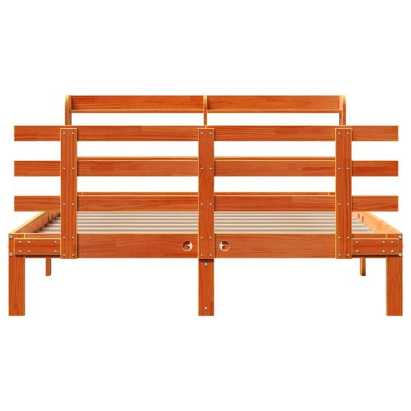 Bettgestell mit Kopfteil ohne Matratze Wachsbraun 120x190 cm