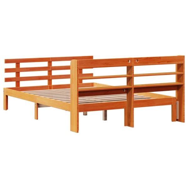 Bettgestell mit Kopfteil ohne Matratze Wachsbraun 120x190 cm
