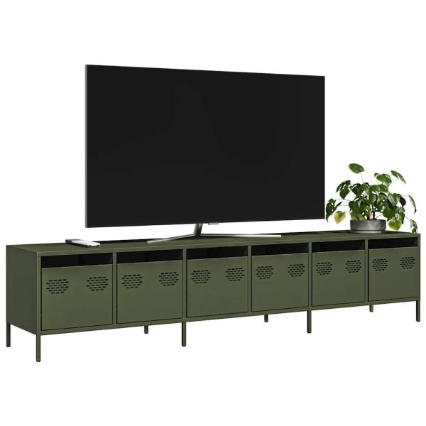 ARDEBO.de - TV-Schrank Olivgrün 202x39x43,5 cm Kaltgewalzter Stahl