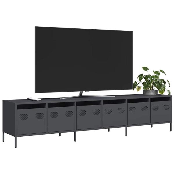 ARDEBO.de - TV-Schrank Anthrazit 202x39x43,5 cm Kaltgewalzter Stahl