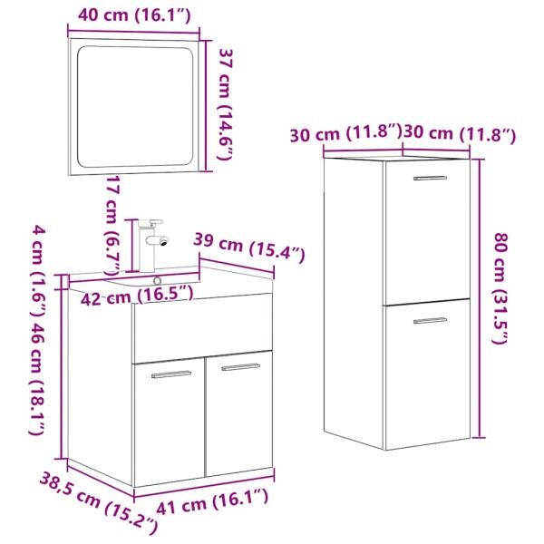 4-tlg. Badmöbel-Set Sonoma-Eiche Holzwerkstoff