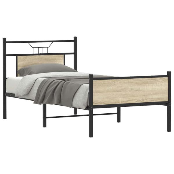 ARDEBO.de - Bettgestell ohne Matratze Sonoma-Eiche 75x190 cm Holzwerkstoff
