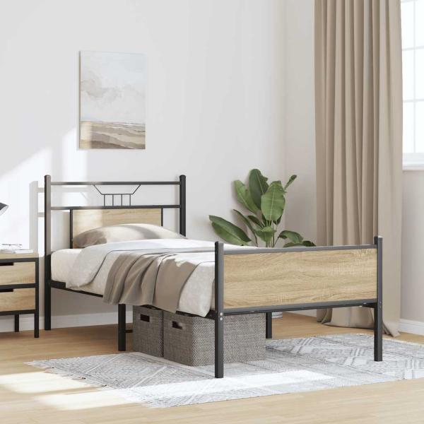 Bettgestell ohne Matratze Sonoma-Eiche 75x190 cm Holzwerkstoff