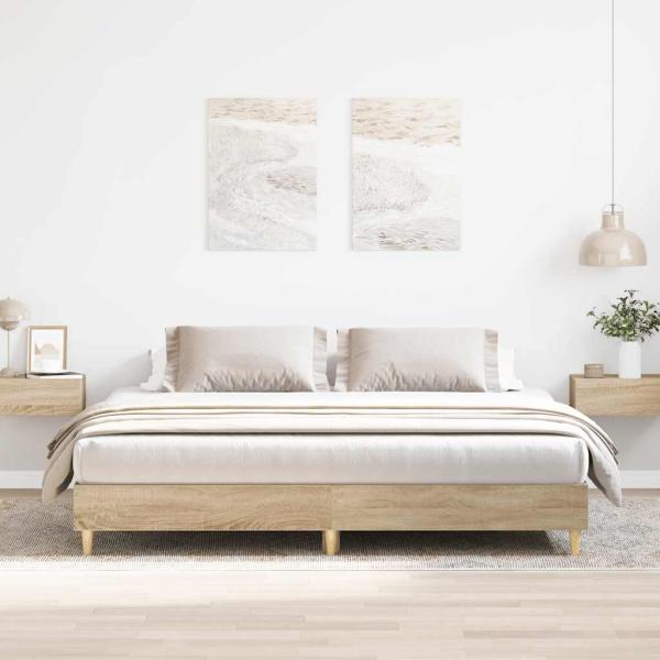 ARDEBO.de - Bettgestell ohne Matratze Sonoma-Eiche 160x200 cm Holzwerkstoff