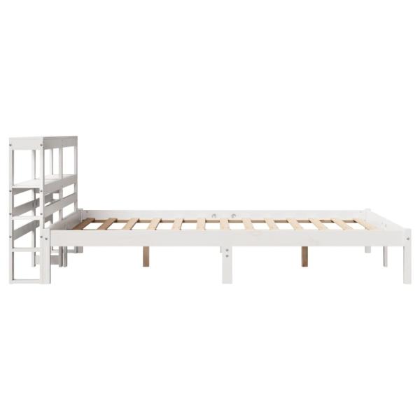 ARDEBO.de - Massivholzbett ohne Matratze Weiß 135x190 cm Kiefernholz