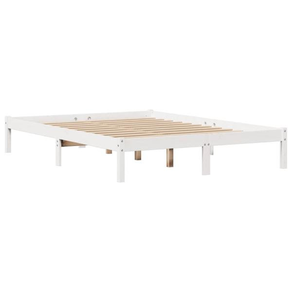Massivholzbett ohne Matratze Weiß 135x190 cm Kiefernholz
