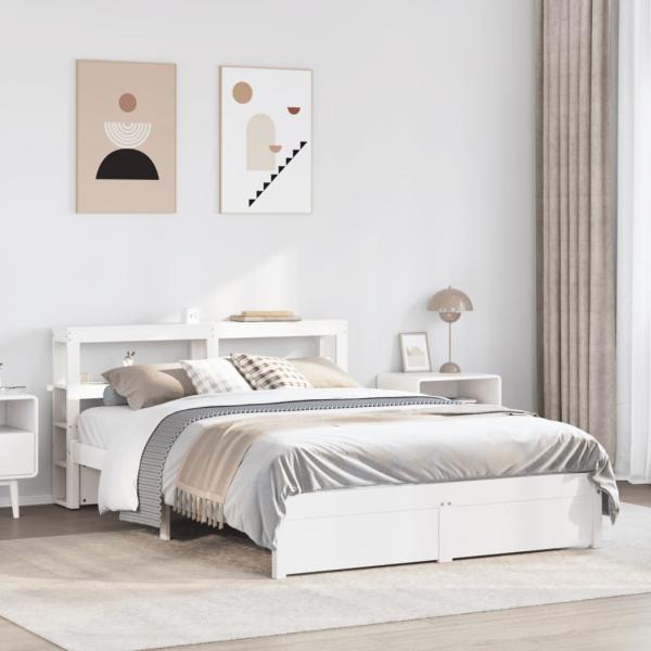 ARDEBO.de - Bettgestell mit Kopfteil ohne Matratze Weiß 160x200 cm