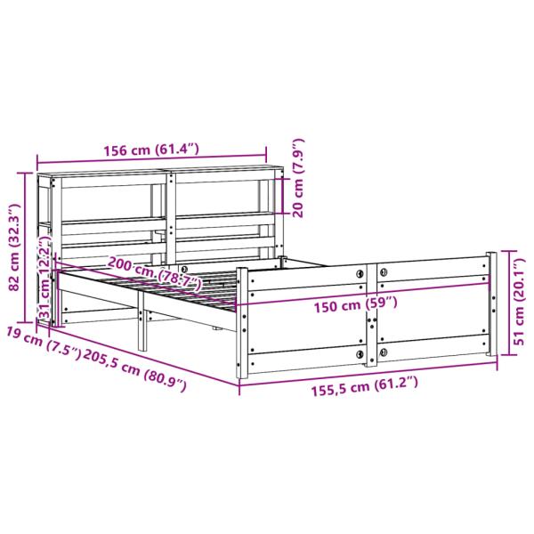 Bettgestell mit Kopfteil ohne Matratze 150x200 cm