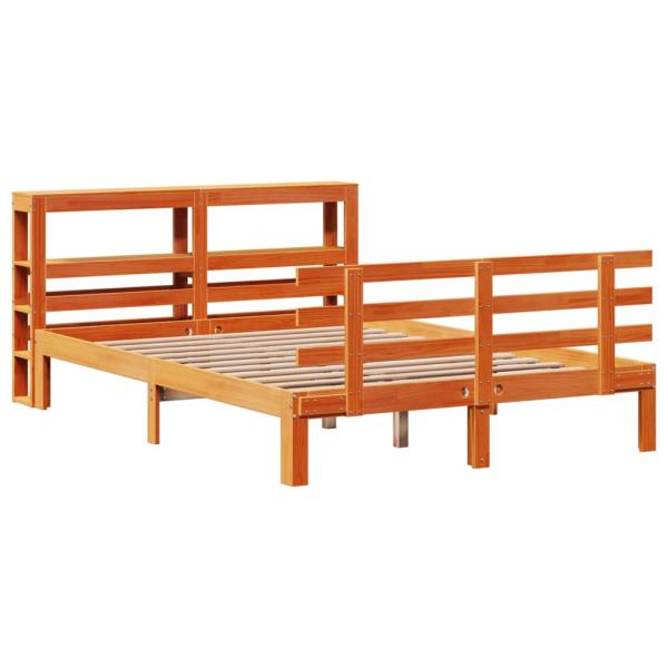 Bettgestell mit Kopfteil ohne Matratze Wachsbraun 120x190 cm
