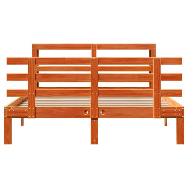 Bettgestell mit Kopfteil ohne Matratze Wachsbraun 120x190 cm