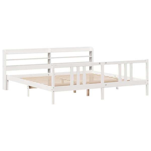 Bettgestell mit Kopfteil ohne Matratze Weiß 200x200 cm