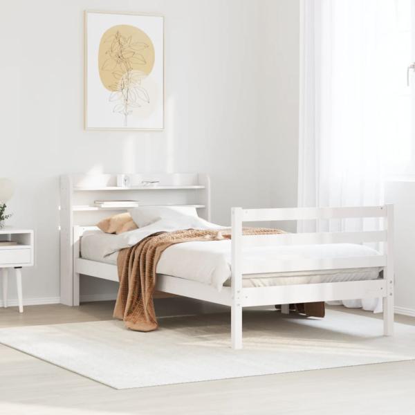 ARDEBO.de - Bettgestell mit Kopfteil ohne Matratze Weiß 100x200 cm