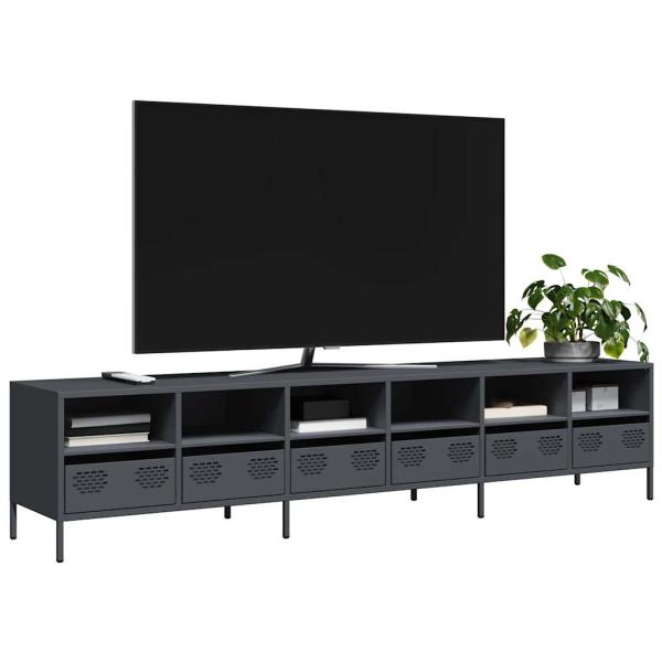 ARDEBO.de - TV-Schrank Anthrazit 202x39x43,5 cm Kaltgewalzter Stahl