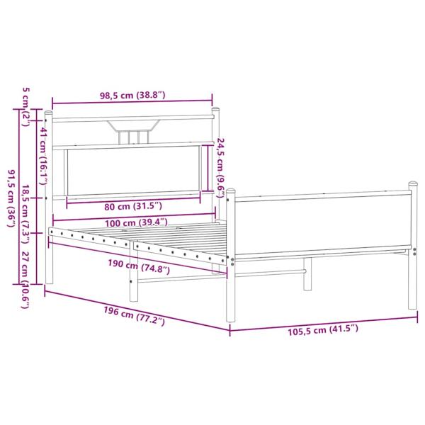 Bettgestell ohne Matratze Sonoma-Eiche 100x190 cm Holzwerkstoff