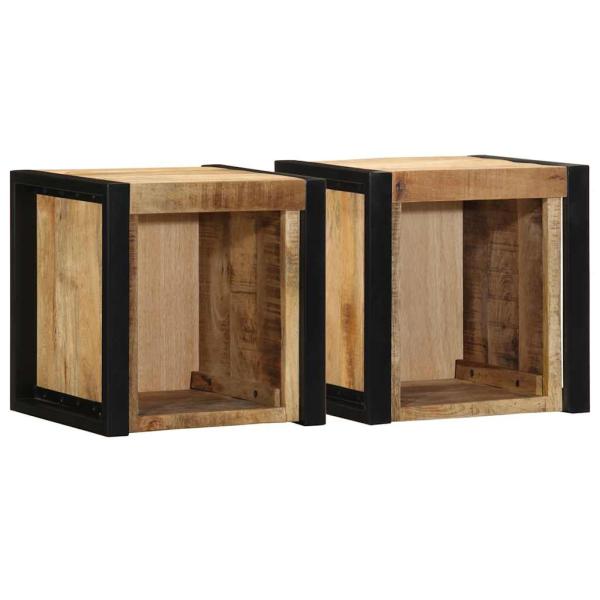 ARDEBO.de - Nachttische 2 Stk. 40x35x40 cm Raues Mango-Massivholz