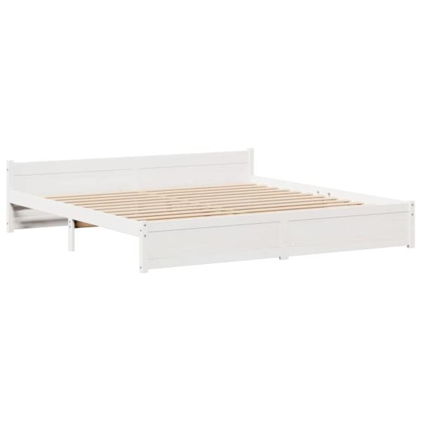Bettgestell mit Kopfteil ohne Matratze Weiß 200x200 cm