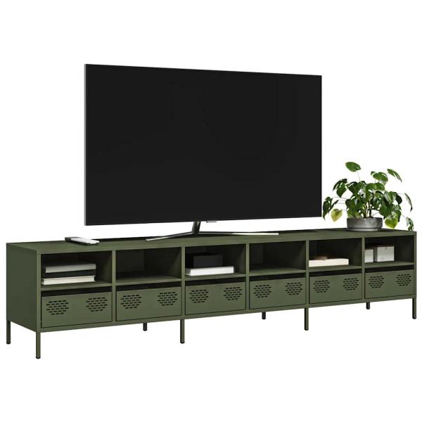 ARDEBO.de - TV-Schrank Olivgrün 202x39x43,5 cm Kaltgewalzter Stahl