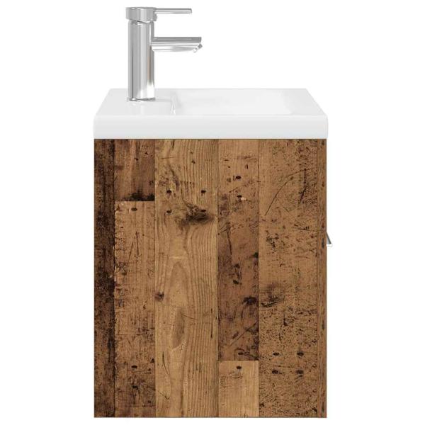 Waschbeckenunterschrank mit Einbaubecken und Wasserhahn