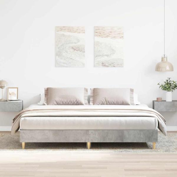 ARDEBO.de - Bettgestell ohne Matratze Betongrau 160x200 cm Holzwerkstoff
