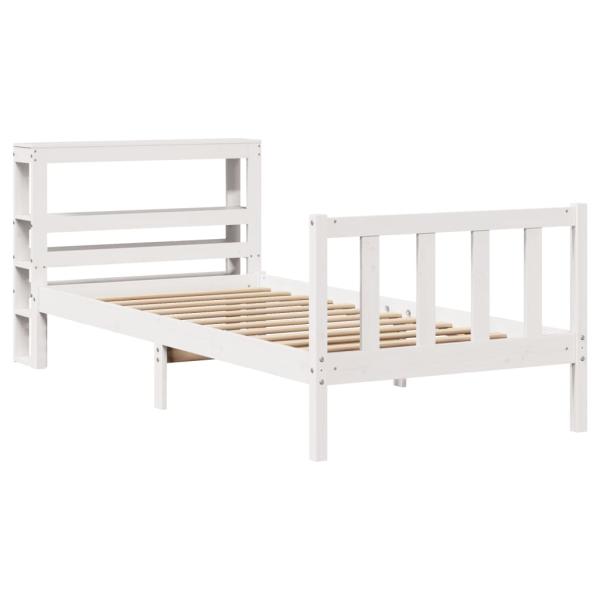 Massivholzbett ohne Matratze Weiß 75x190 cm Kiefernholz