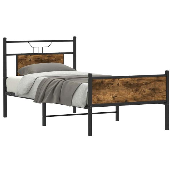 ARDEBO.de - Bettgestell ohne Matratze Räuchereiche 75x190 cm Holzwerkstoff