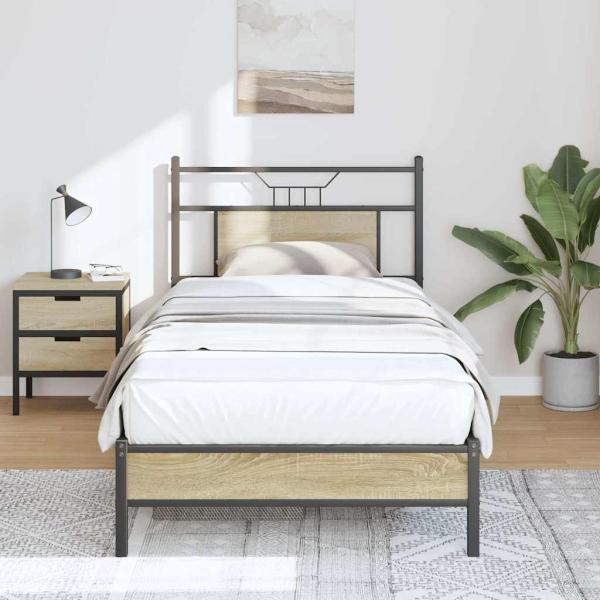 ARDEBO.de - Bettgestell ohne Matratze Sonoma-Eiche 80x200 cm Holzwerkstoff
